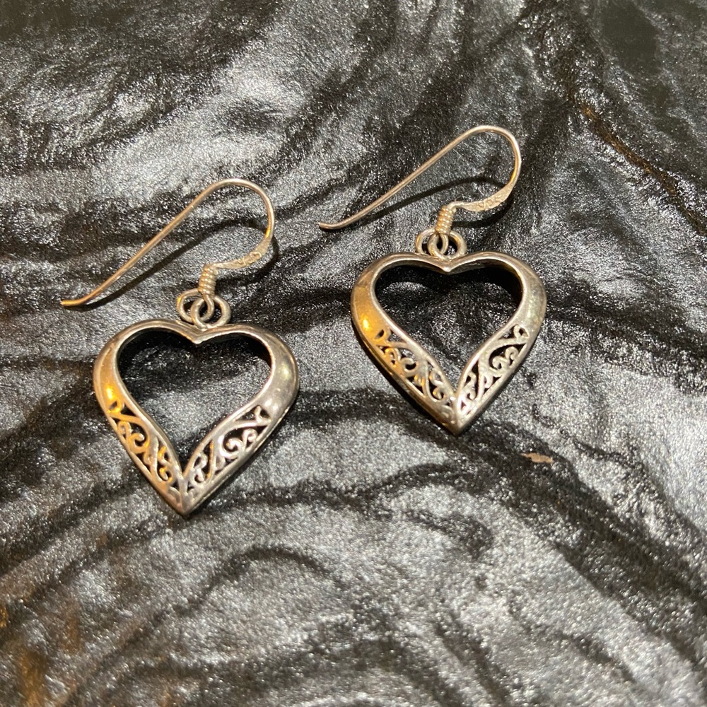 Handmade by Master Jeweler, 925 silver heart earrings, just for Valentines Day.